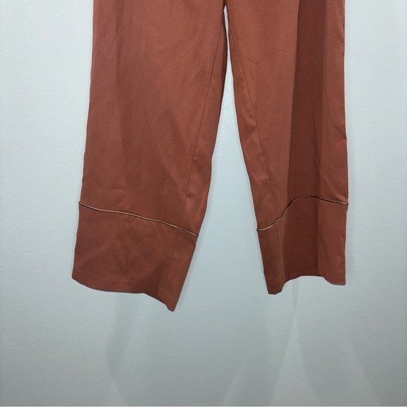 Oak + Fort Rust Wide-Leg Cropped Burnt Orange Rust Colored Pants | Size 0 - Picture 3 of 11